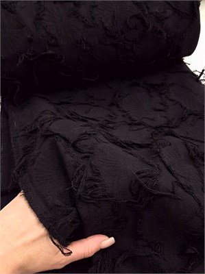 Хлопок лён ЦВЕТОК ЛОТОСА чёрный 10684