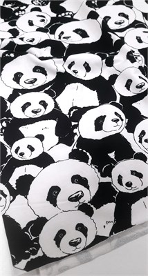 Футер двунитка ПАНДЫ с велюр-эффектом 10141