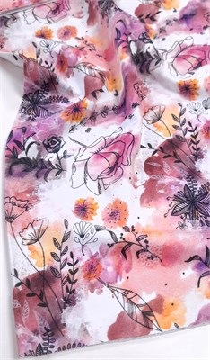 Футер двунитка РОЗОВЫЕ ЦВЕТЫ 10163