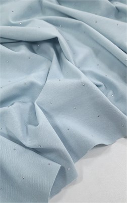 Трикотаж со стразами ГОЛУБОЙ 10229